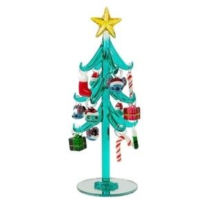 NIB. DISNEY Stitch Glass Christmas Tree with Ornaments
